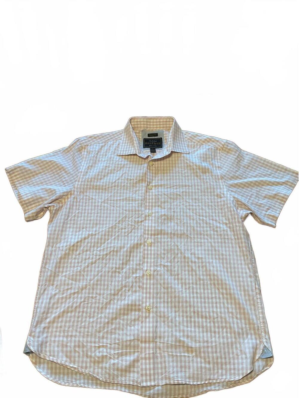 Jos. A. Bank Tailored Fit Men’s Size Large Light Rose Plaid Stripe Dress Casual